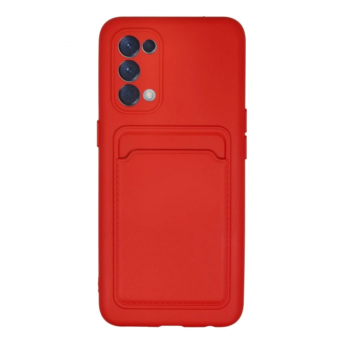 Newface Oppo Reno 5 Kılıf Kelvin Kartvizitli Silikon - Kırmızı