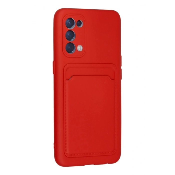 Newface Oppo Reno 5 Kılıf Kelvin Kartvizitli Silikon - Kırmızı