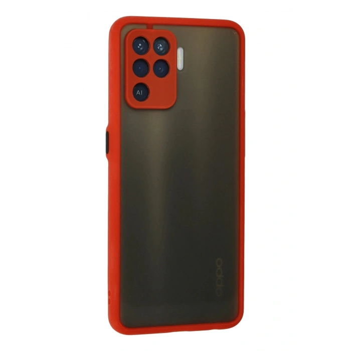 Newface Oppo Reno 5 Lite Kılıf Montreal Silikon Kapak - Kırmızı