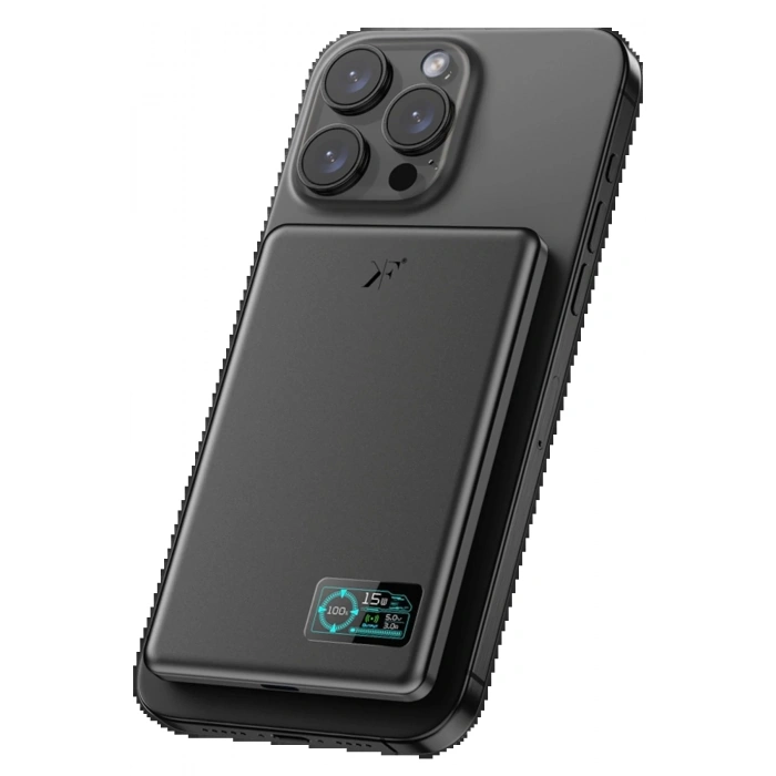 Newface PW595 5.000 mAh Dijital Göstergeli 20W Type-C ve 15W Kablosuz Şarj PD Hızlı Şarj Magsafe Powerbank - Siyah