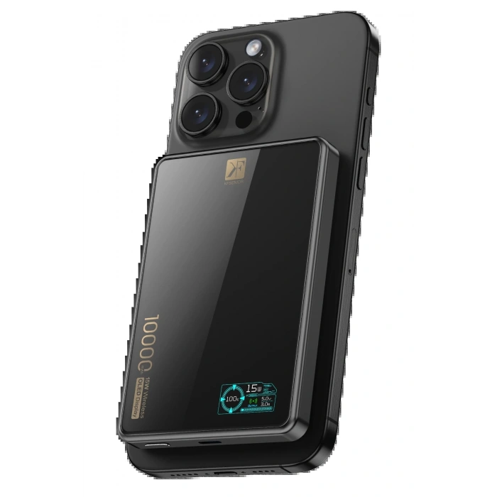 Newface PW598 10.000 mAh Dijital Göstergeli 20W Type-C ve 15W Kablosuz Şarj PD Hızlı Şarj Magsafe Powerbank - Siyah