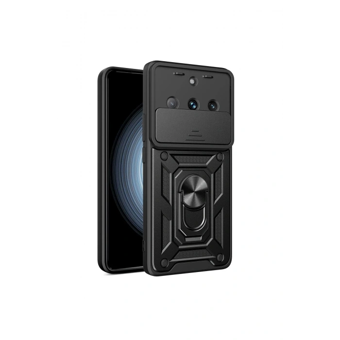 Newface Realme 11 Pro Kılıf Pars Lens Yüzüklü Silikon - Siyah