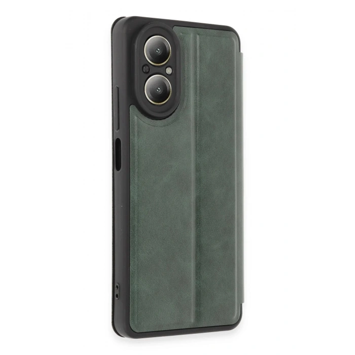 Newface Realme 12 Lite Kılıf Flip Cover - Koyu Yeşil