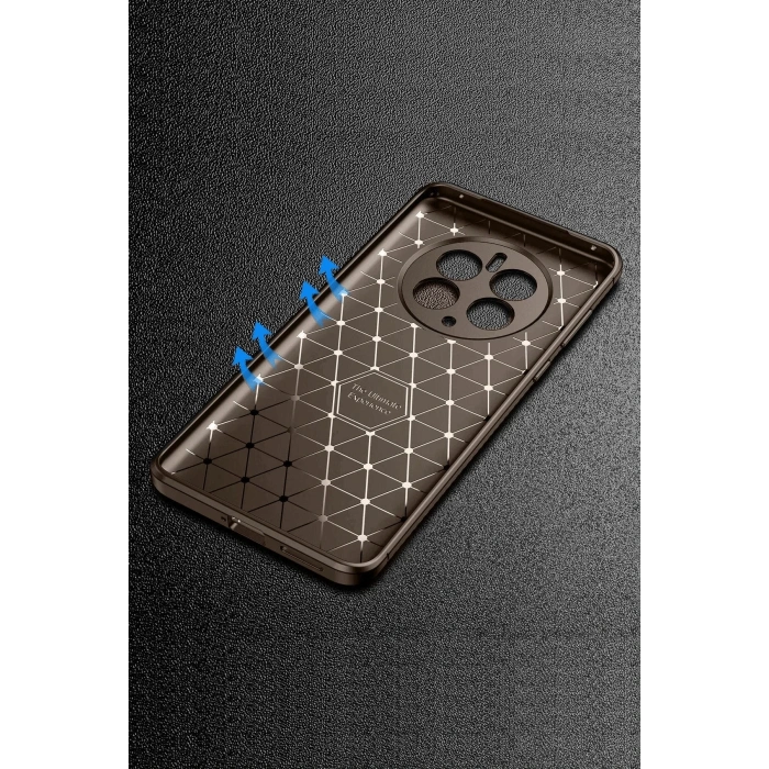 Newface Realme 12 Pro Plus Kılıf Auto Focus Karbon Kapak - Kahverengi