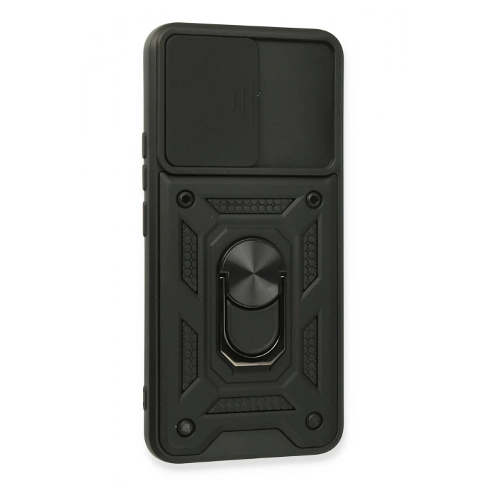 Newface Realme 8 Kılıf Pars Lens Yüzüklü Silikon - Siyah