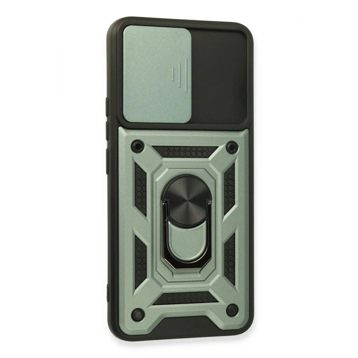 Newface Realme 8 Kılıf Pars Lens Yüzüklü Silikon - Yeşil