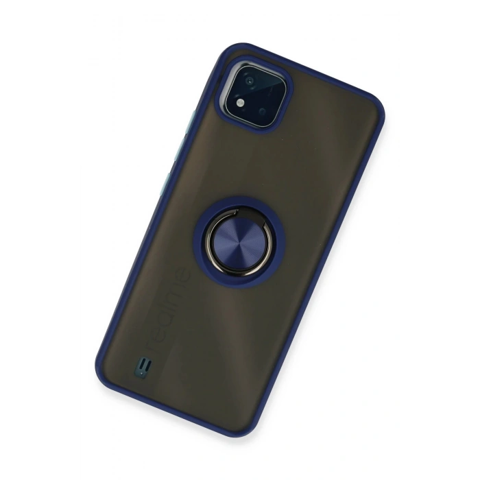 Newface Realme C11 2021 Kılıf Montreal Yüzüklü Silikon Kapak - Lacivert
