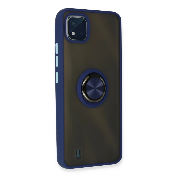 Newface Realme C11 2021 Kılıf Montreal Yüzüklü Silikon Kapak - Lacivert