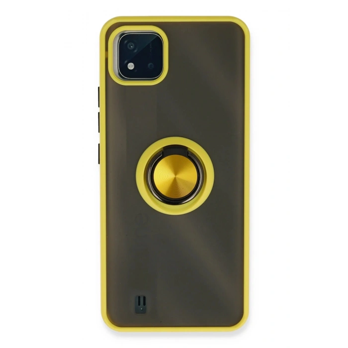 Newface Realme C11 2021 Kılıf Montreal Yüzüklü Silikon Kapak - Sarı