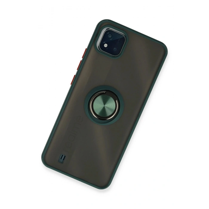 Newface Realme C11 2021 Kılıf Montreal Yüzüklü Silikon Kapak - Yeşil