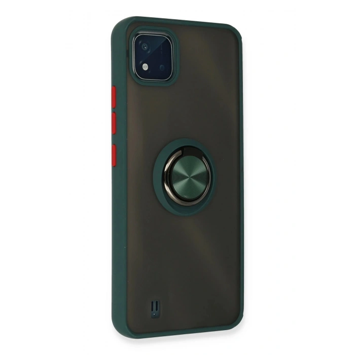 Newface Realme C11 2021 Kılıf Montreal Yüzüklü Silikon Kapak - Yeşil