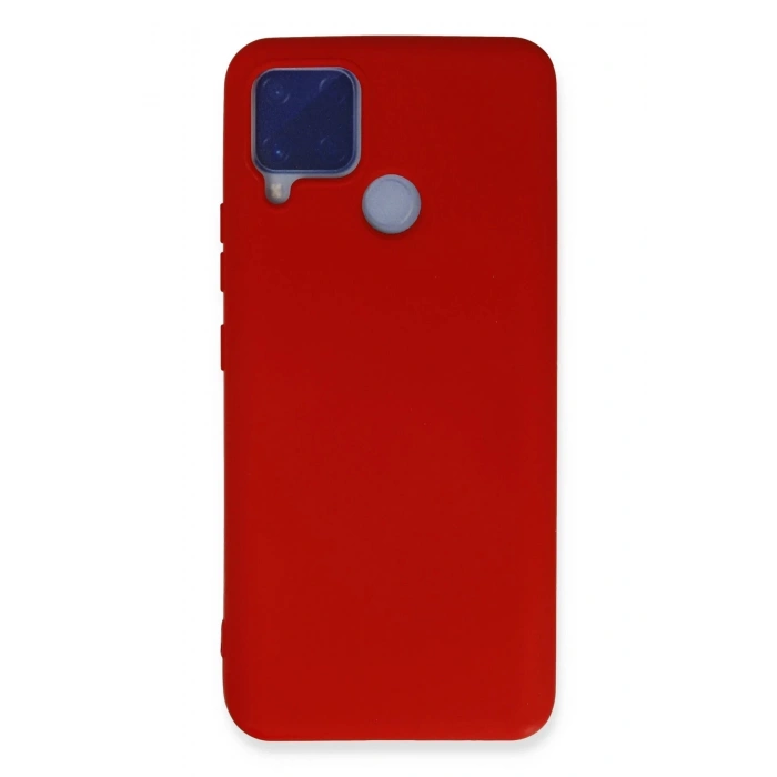 Newface Realme C15 Kılıf Nano içi Kadife Silikon - Kırmızı