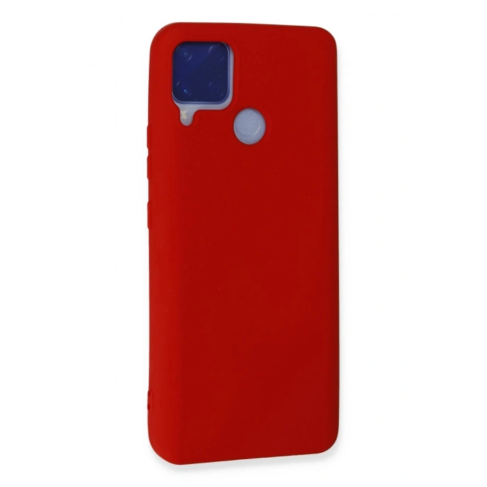 Newface Realme C15 Kılıf Nano içi Kadife Silikon - Kırmızı