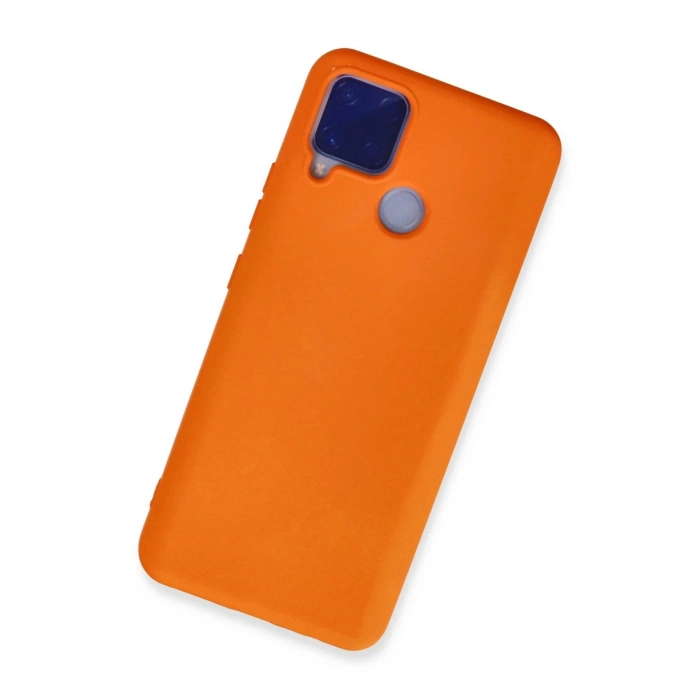 Newface Realme C15 Kılıf Nano içi Kadife Silikon - Turuncu