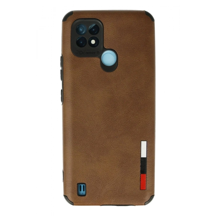 Newface Realme C21 Kılıf Loop Deri Silikon - Kahverengi