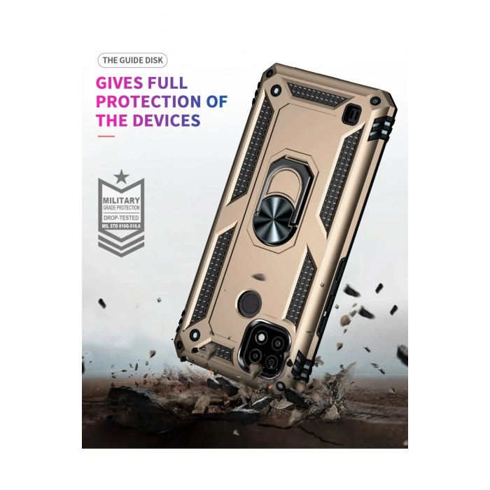 Newface Realme C21 Kılıf Sofya Yüzüklü Silikon Kapak - Gold