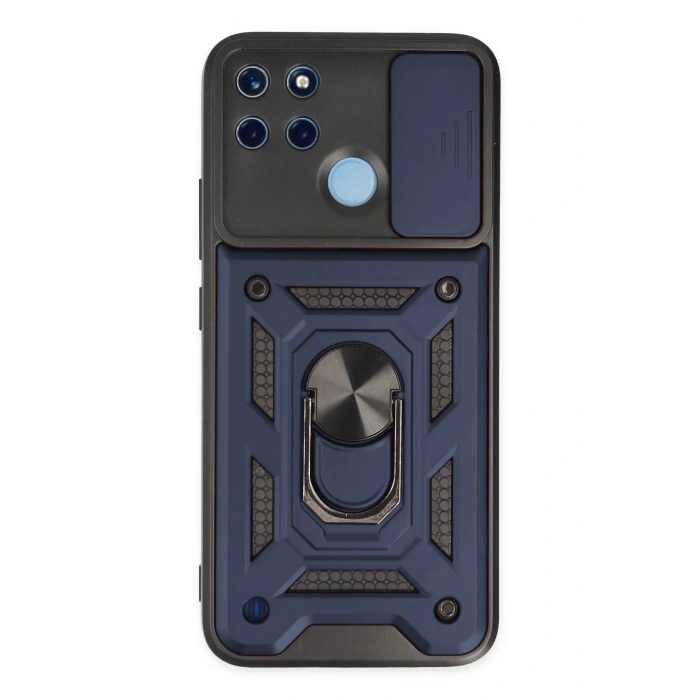 Newface Realme C25Y Kılıf Pars Lens Yüzüklü Silikon - Lacivert