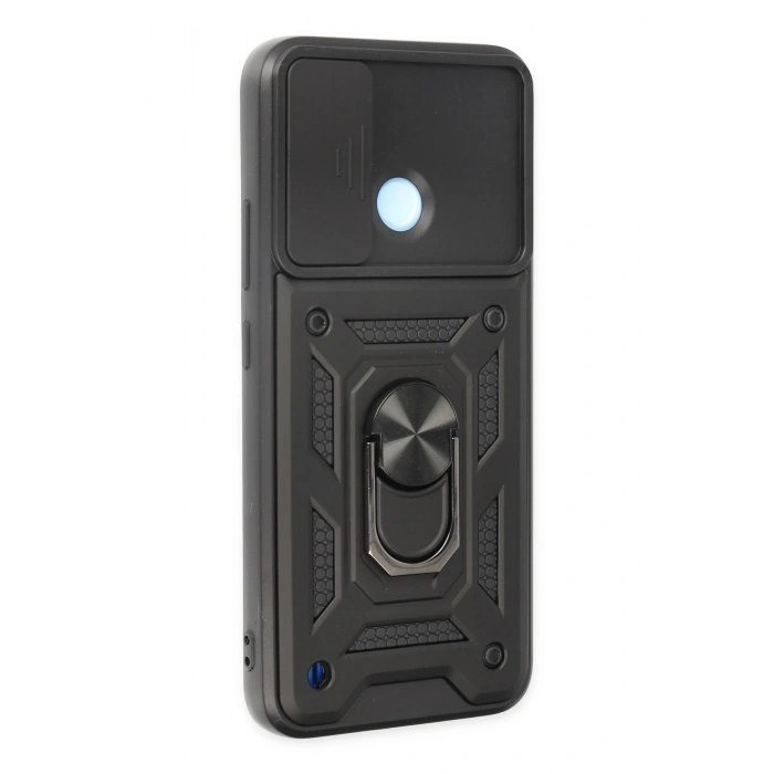 Newface Realme C25Y Kılıf Pars Lens Yüzüklü Silikon - Siyah