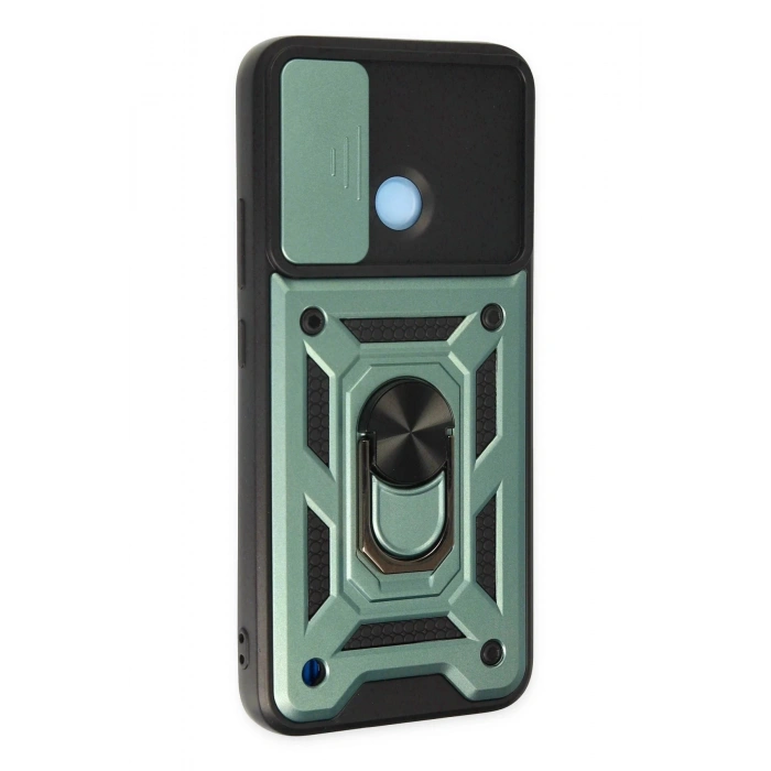 Newface Realme C25Y Kılıf Pars Lens Yüzüklü Silikon - Yeşil