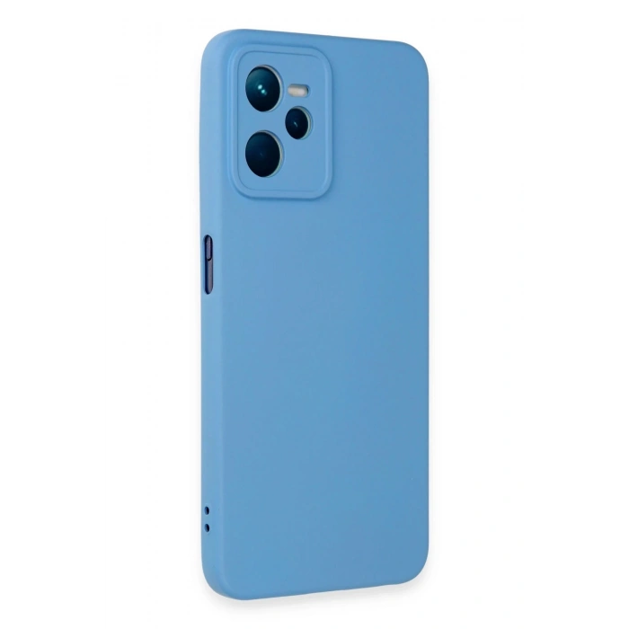 Newface Realme C35 Kılıf Nano içi Kadife Silikon - Mavi
