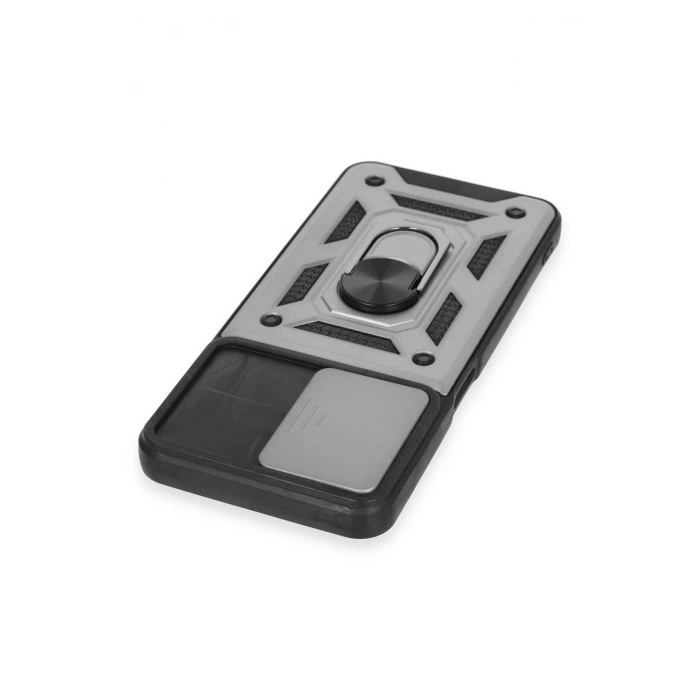 Newface Realme C35 Kılıf Pars Lens Yüzüklü Silikon - Gümüş