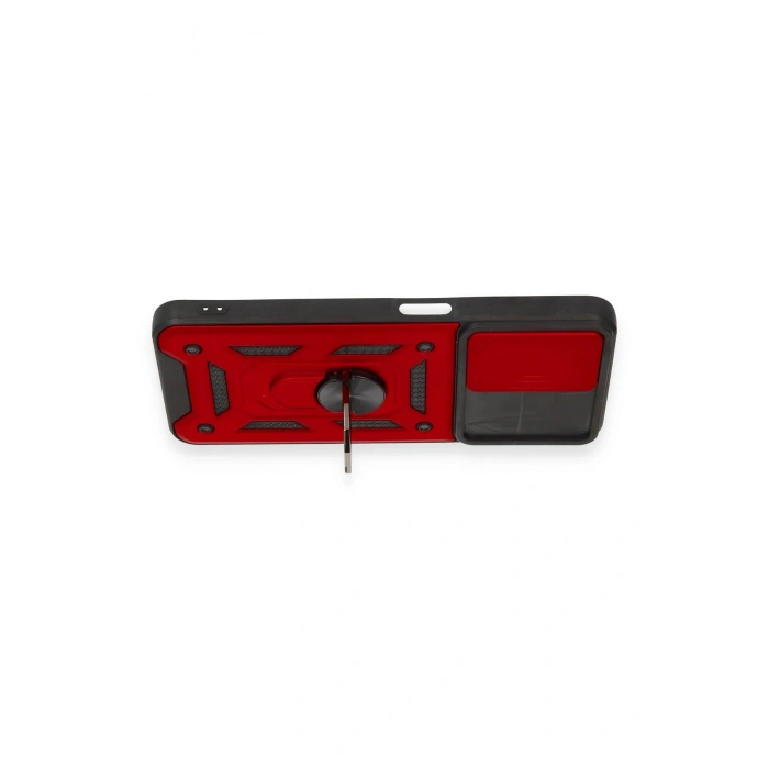 Newface Realme C35 Kılıf Pars Lens Yüzüklü Silikon - Kırmızı