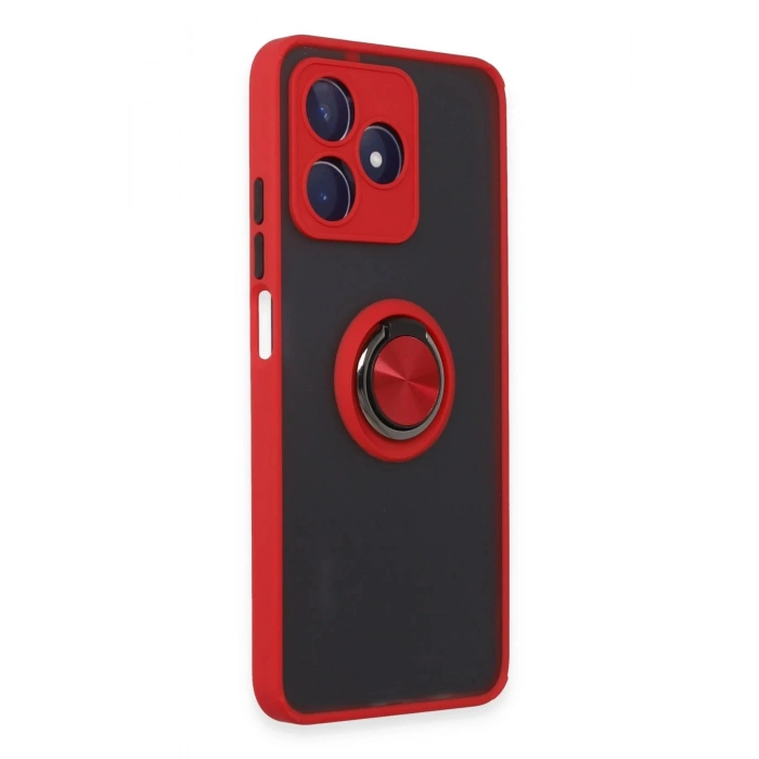 Newface Realme C53 Kılıf Montreal Yüzüklü Silikon Kapak - Kırmızı