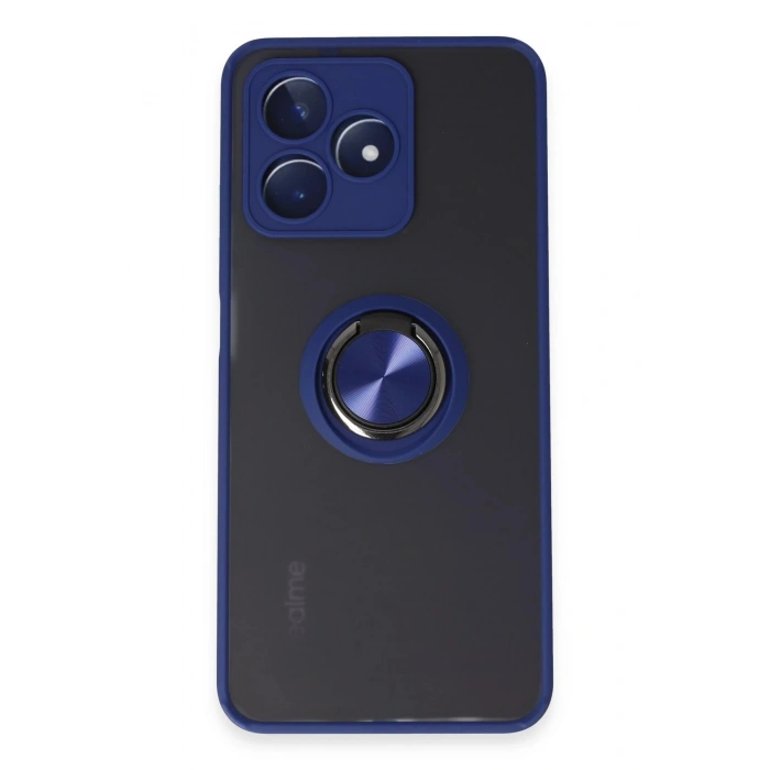 Newface Realme C53 Kılıf Montreal Yüzüklü Silikon Kapak - Lacivert
