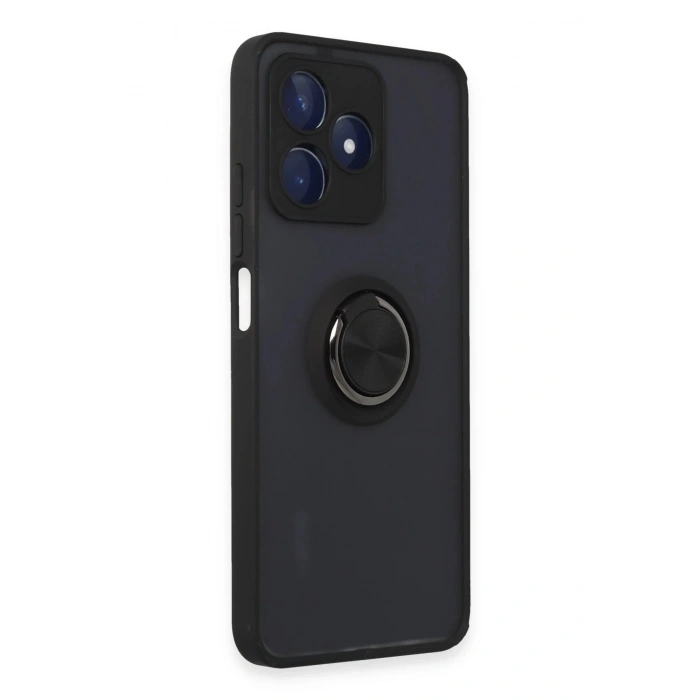 Newface Realme C53 Kılıf Montreal Yüzüklü Silikon Kapak - Siyah