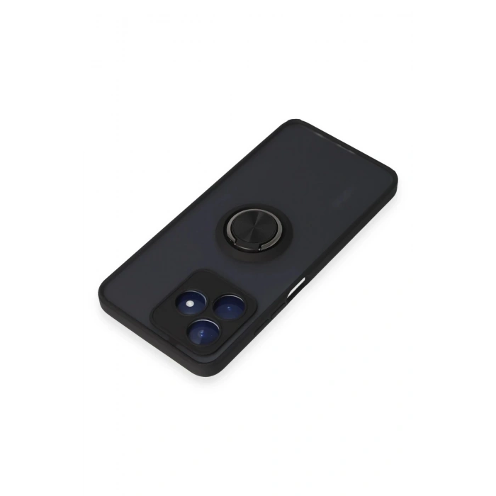 Newface Realme C53 Kılıf Montreal Yüzüklü Silikon Kapak - Siyah