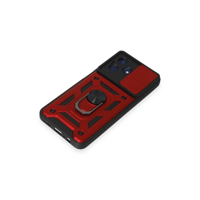 Newface Realme C53 Kılıf Pars Lens Yüzüklü Silikon - Kırmızı