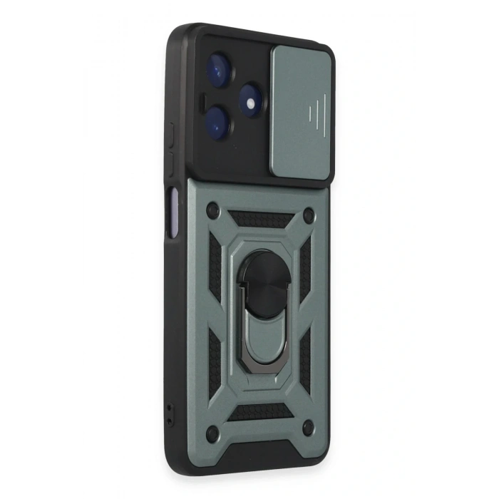 Newface Realme C53 Kılıf Pars Lens Yüzüklü Silikon - Yeşil