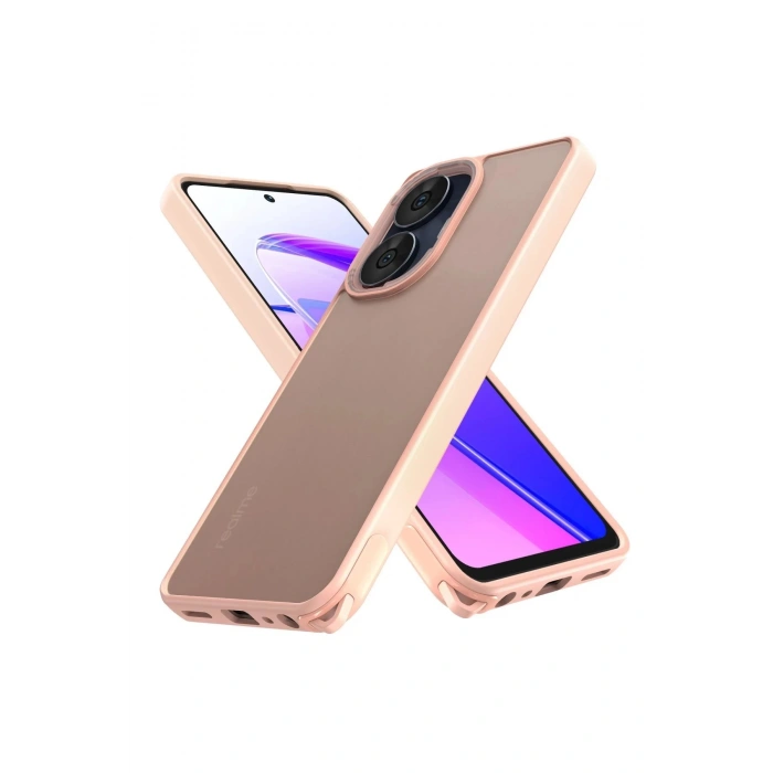 Newface Realme C55 Kılıf Elegant Kapak - Pudra