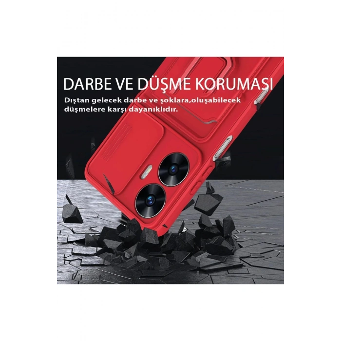 Newface Realme C55 Kılıf Zuma Kartvizitli Yüzüklü Silikon - Siyah