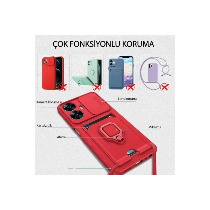 Newface Realme C55 Kılıf Zuma Kartvizitli Yüzüklü Silikon - Siyah