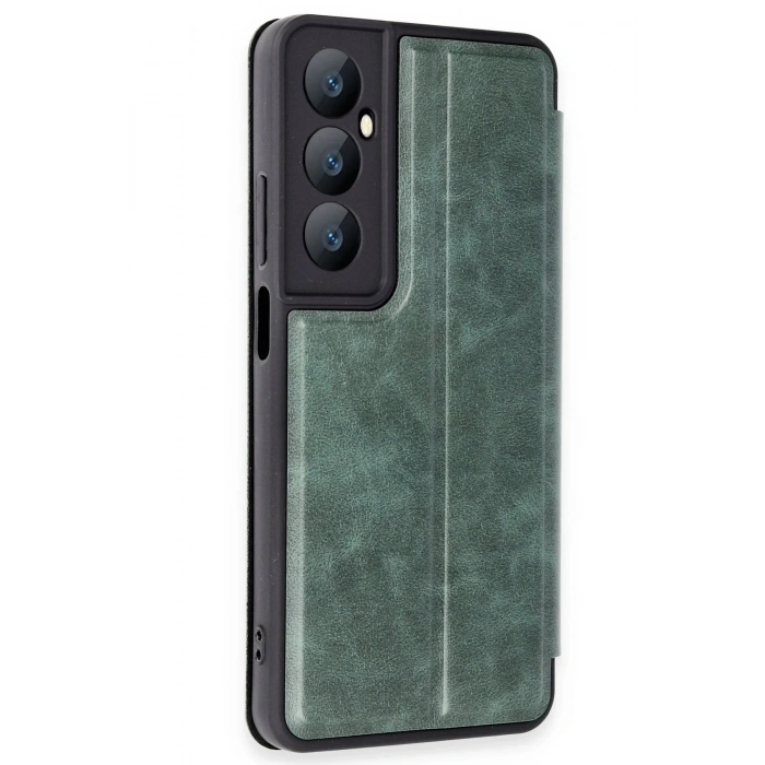 Newface Realme C65 Kılıf Flip Cover - Koyu Yeşil