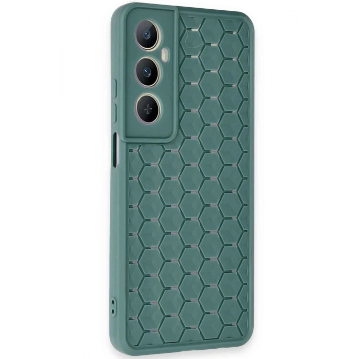 Newface Realme C65 Kılıf Petek Silikon Kapak - Koyu Yeşil