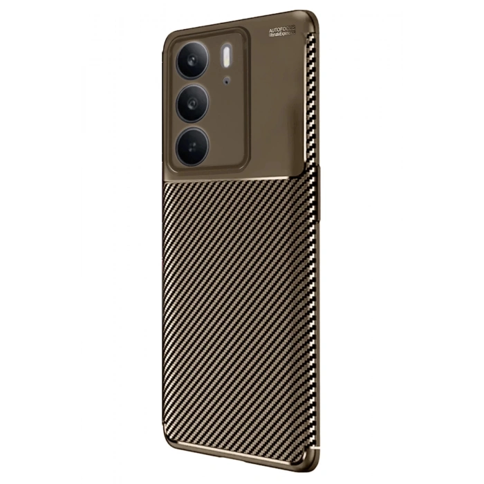 Newface Realme C75 4G Auto Focus Karbon Kapak - Kahverengi