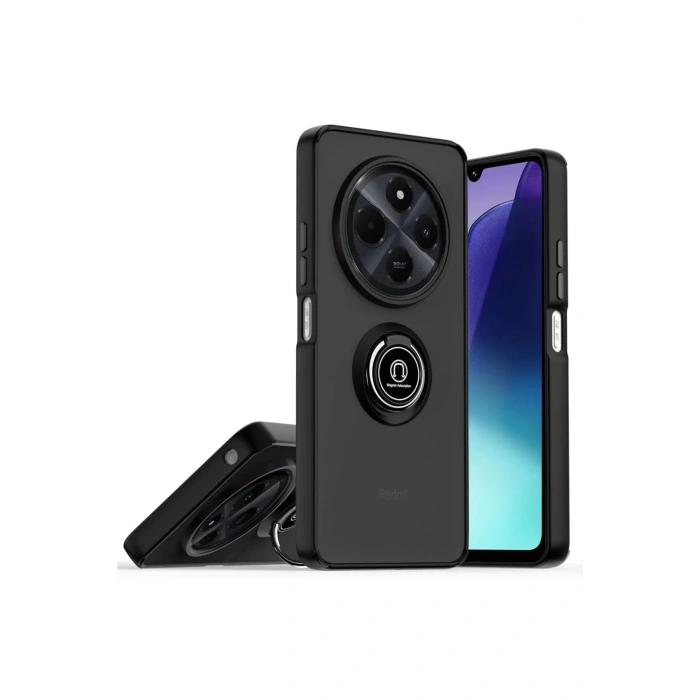 Newface Realme C75 4G Kılıf Montreal Yüzüklü Silikon Kapak - Siyah