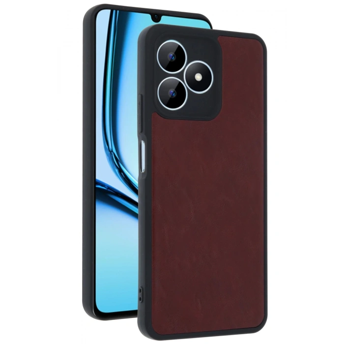 Newface Realme Note 50 4G Kılıf Aras Deri Kapak - Bordo