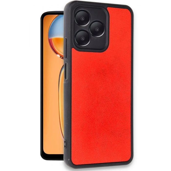 Newface Realme Note 50 4G Kılıf Aras Deri Kapak - Kırmızı
