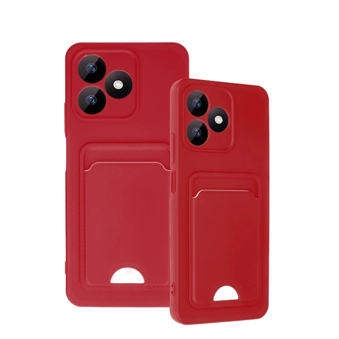 Newface Realme Note 50 4G Kılıf Kelvin Kartvizitli Silikon - Kırmızı