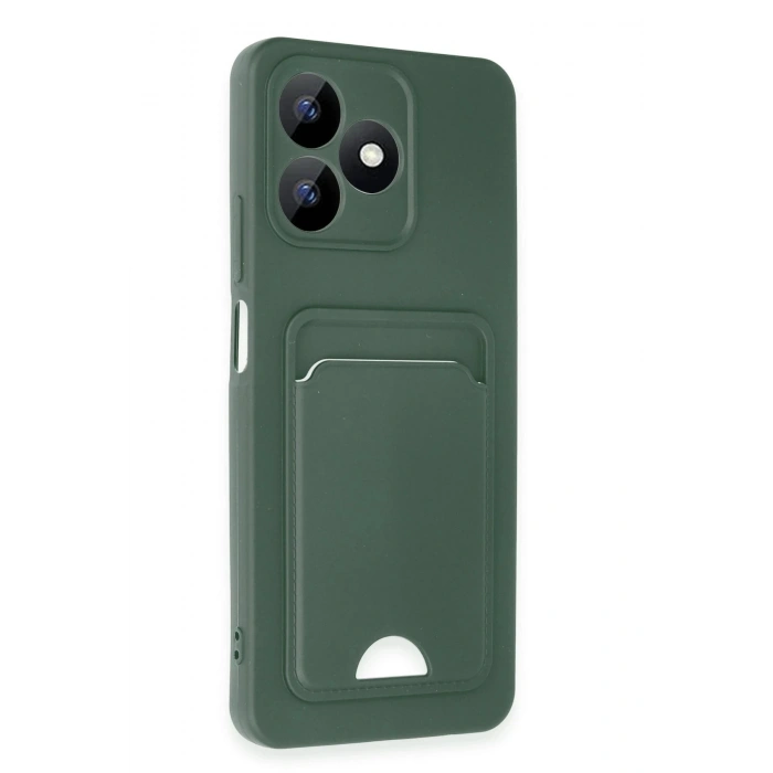 Newface Realme Note 50 4G Kılıf Kelvin Kartvizitli Silikon - Koyu Yeşil