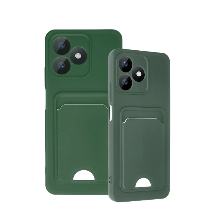 Newface Realme Note 50 4G Kılıf Kelvin Kartvizitli Silikon - Koyu Yeşil