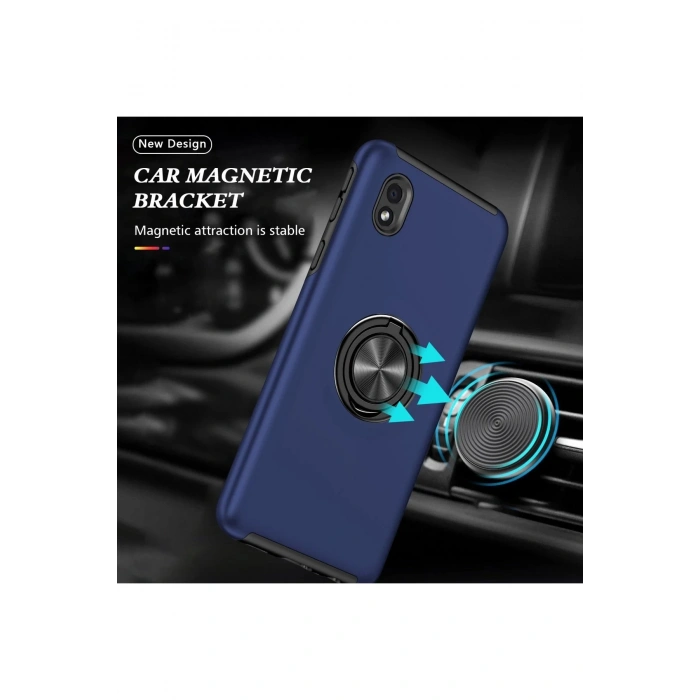 Newface Samsung Galaxy A01 Core Kılıf Elit Yüzüklü Kapak - Lacivert