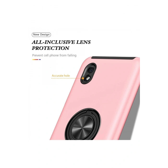 Newface Samsung Galaxy A01 Core Kılıf Elit Yüzüklü Kapak - Pembe