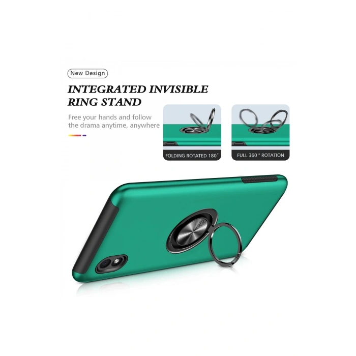 Newface Samsung Galaxy A01 Core Kılıf Elit Yüzüklü Kapak - Yeşil