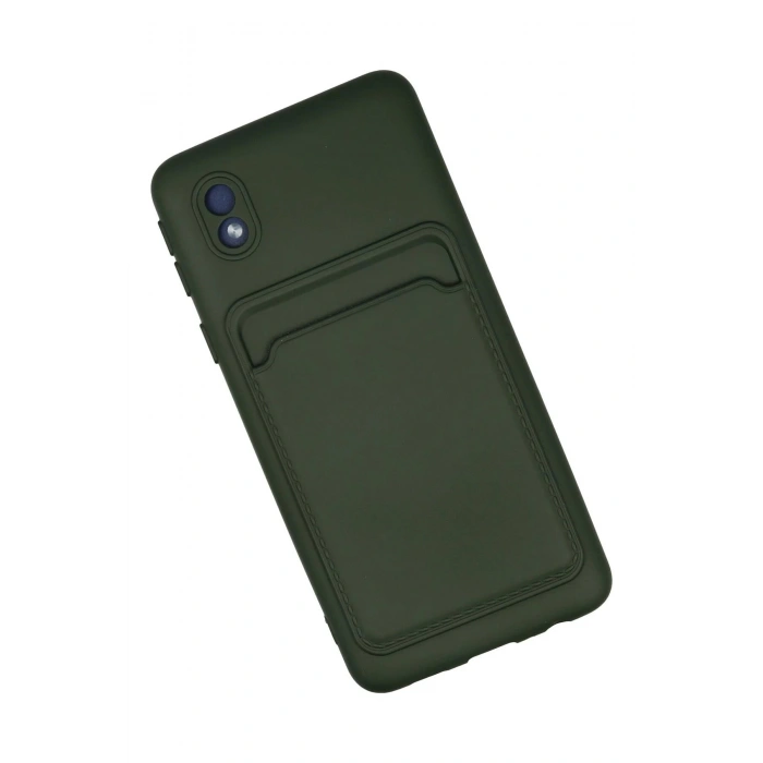 Newface Samsung Galaxy A01 Core Kılıf Kelvin Kartvizitli Silikon - Koyu Yeşil