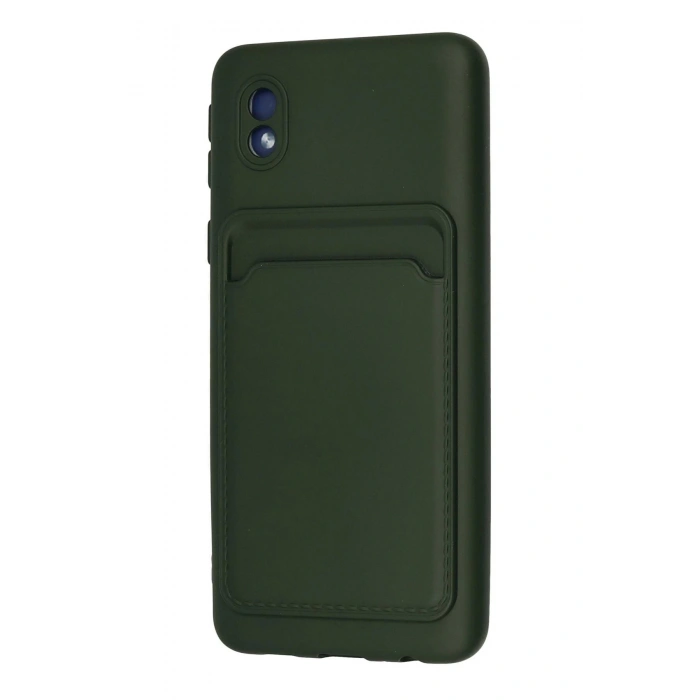 Newface Samsung Galaxy A01 Core Kılıf Kelvin Kartvizitli Silikon - Koyu Yeşil