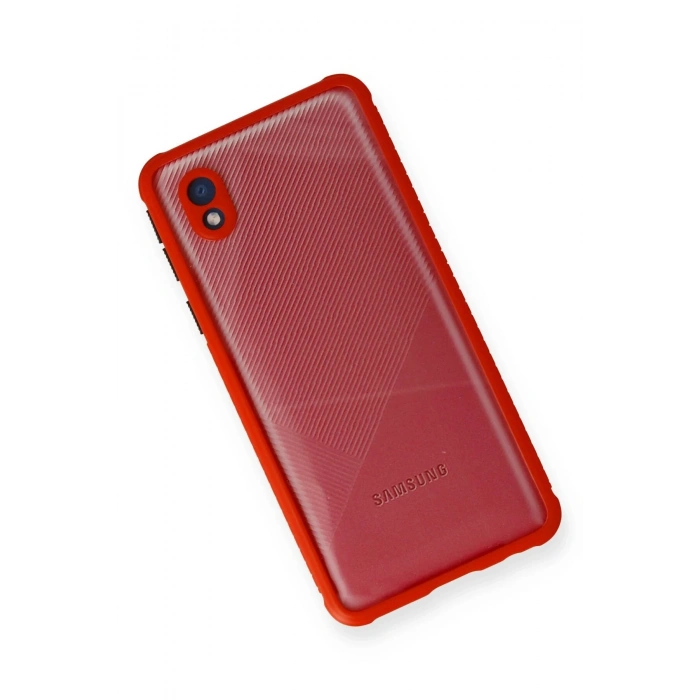 Newface Samsung Galaxy A01 Core Kılıf Miami Şeffaf Silikon - Kırmızı